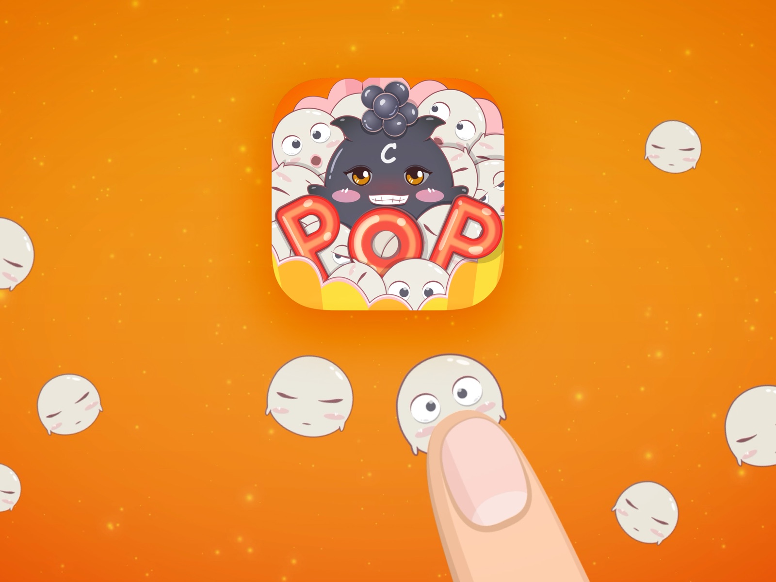 Bright orange Chemie Pop game artwork with a playful character and floating bubbles